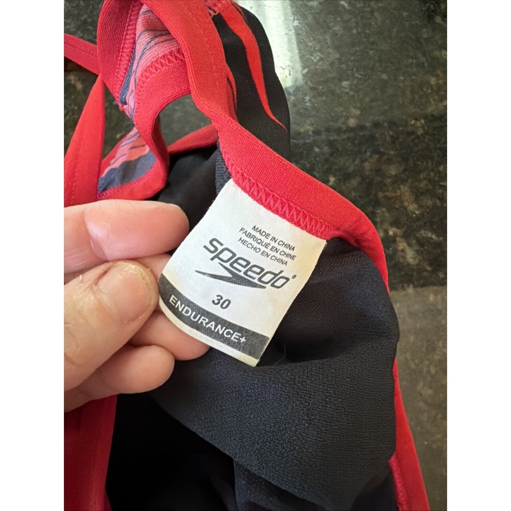 Red Black Speedo Endurance Swimsuit Bathing Suit Size 30 One Piece Swim Team - Picture 3 of 5